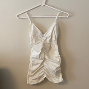 BCBG v neck cream camisole with scrunch detailing